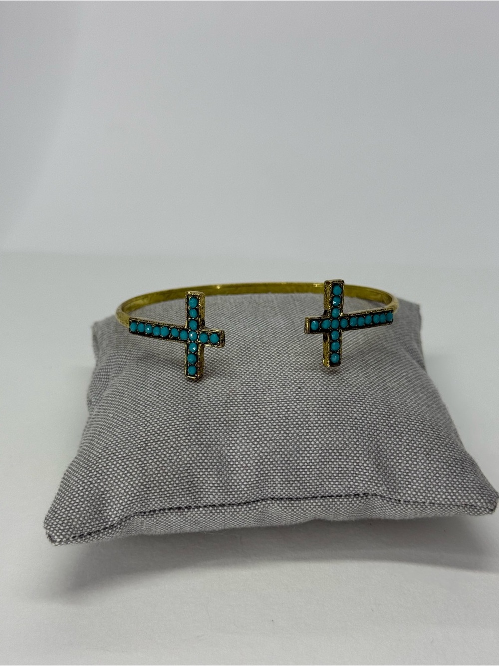 Gold-Tone Turquoise Cross Cuff Bracelet